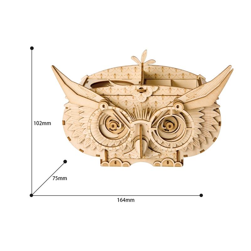Eule-Aufbewahrungsbox - 3D Holzpuzzle Abmessung