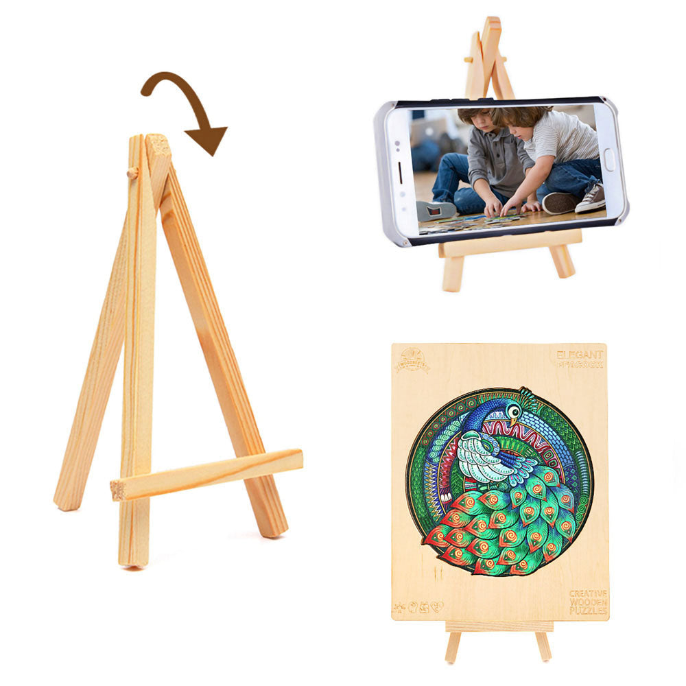 Eleganter Pfau - Holzpuzzle Set