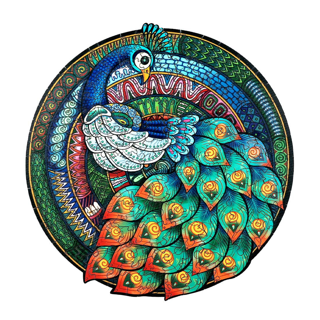 Eleganter Pfau - Holzpuzzle
