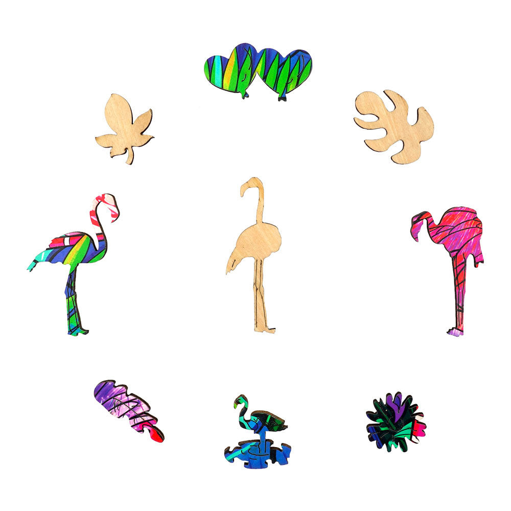 Farbenprächtiger Flamingxo - Holzpuzzle Puzzleteile