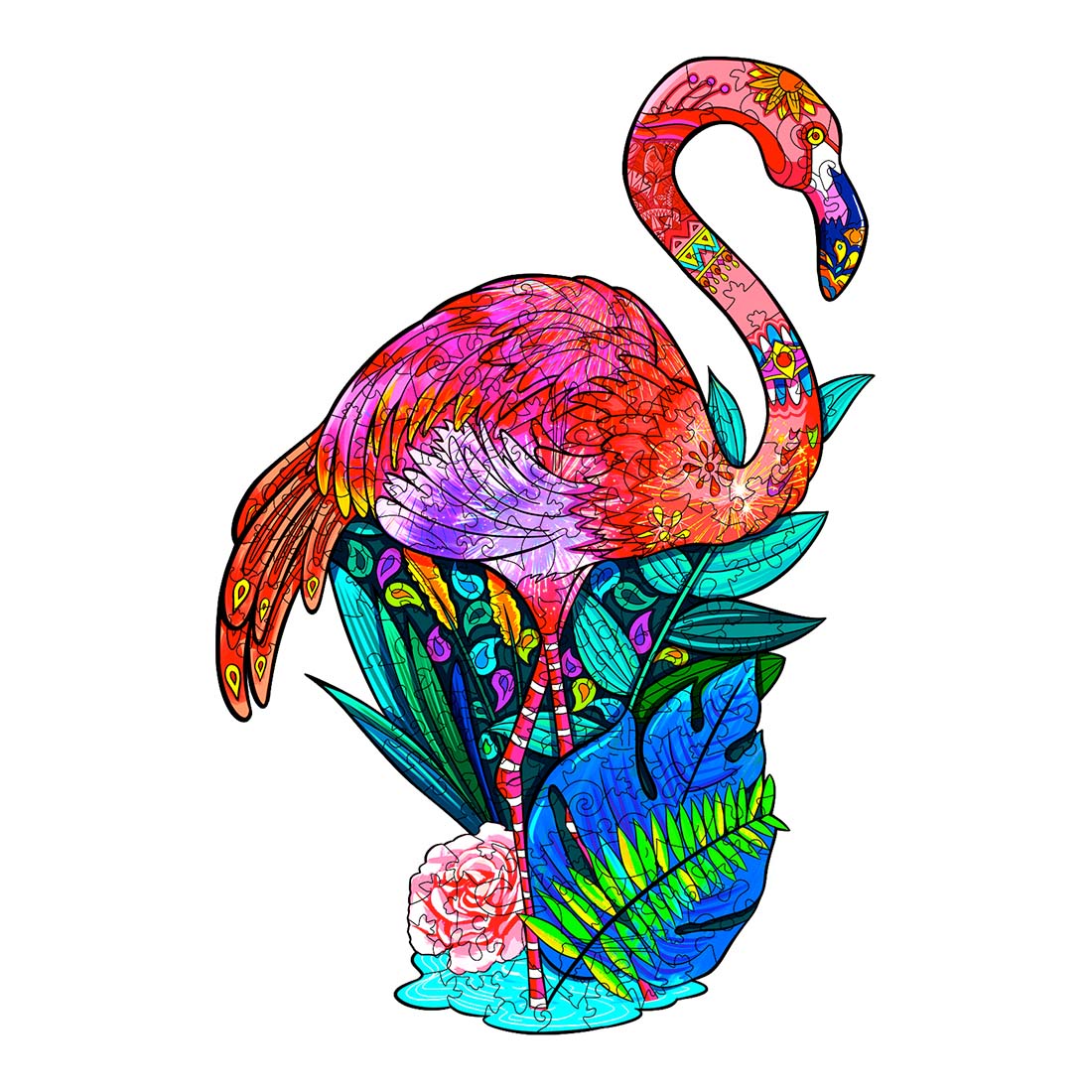 Farbenprächtiger Flamingxo - Holzpuzzle,