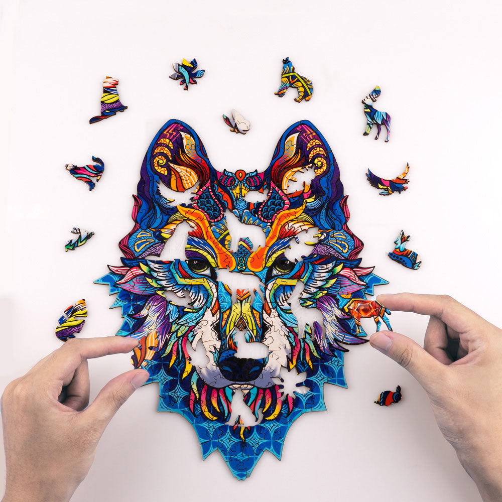Schneewolf - Holzpuzzle