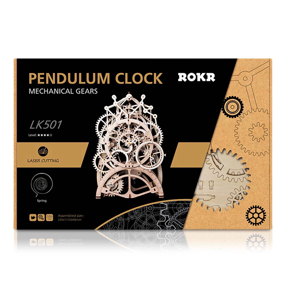 Beeindruckende Pendeluhr - 3D Holzpuzzle Verpackung