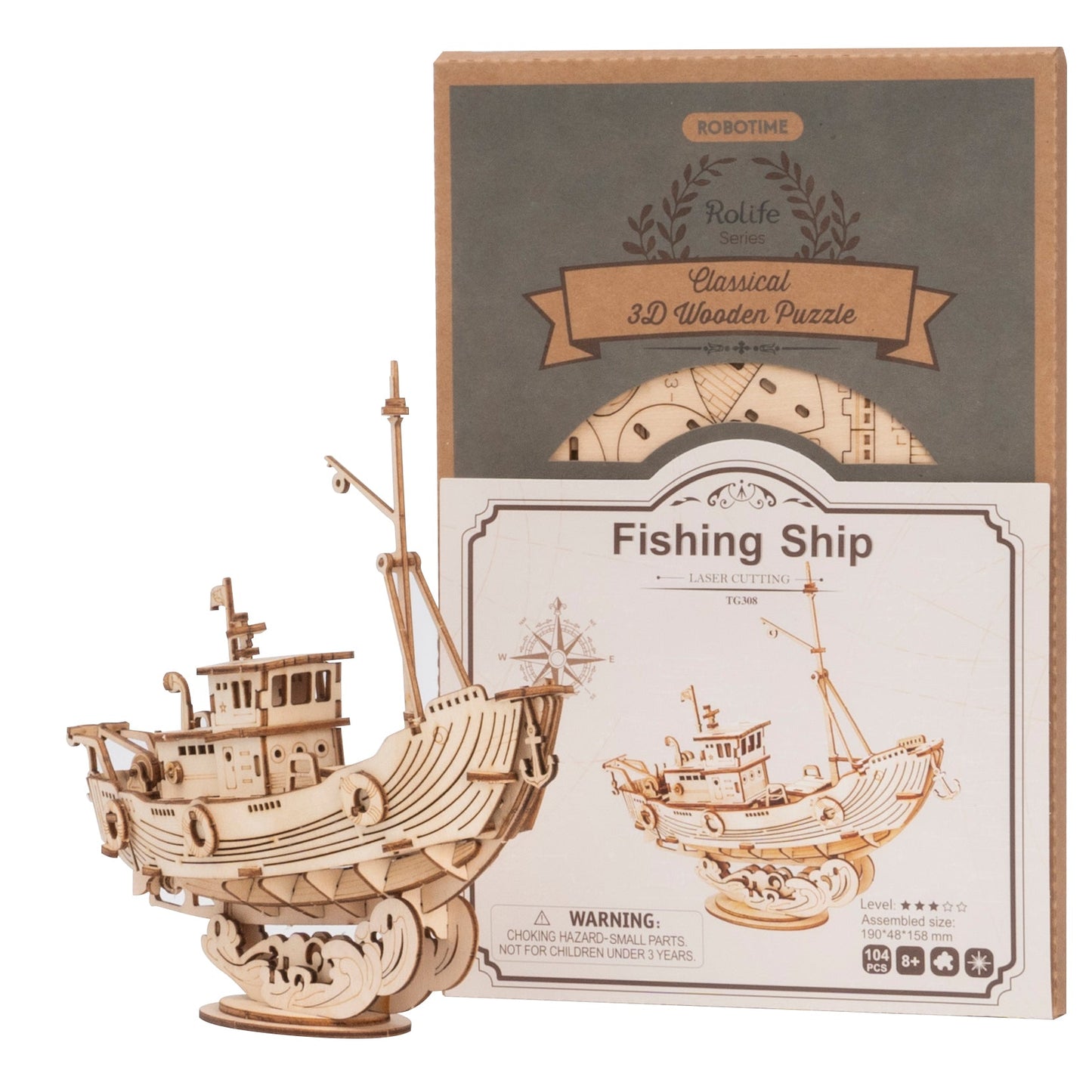 Fischerschiff - 3D Holzpuzzle