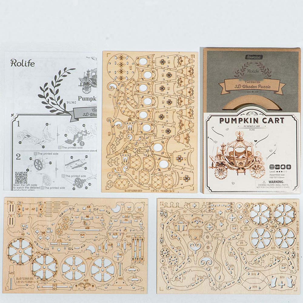 Kürbis-Wagen - Pumpkin Cart - 3D Holzpuzzle