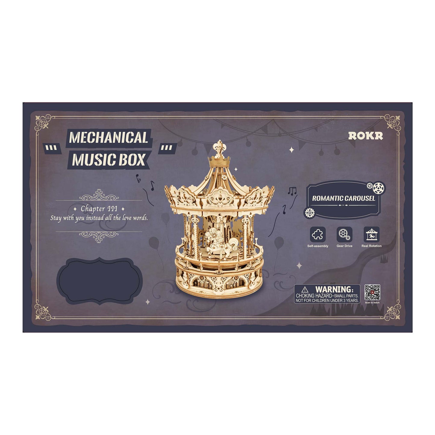 Romantisches Karussell (Music Box) - 3D Holzpuzzle