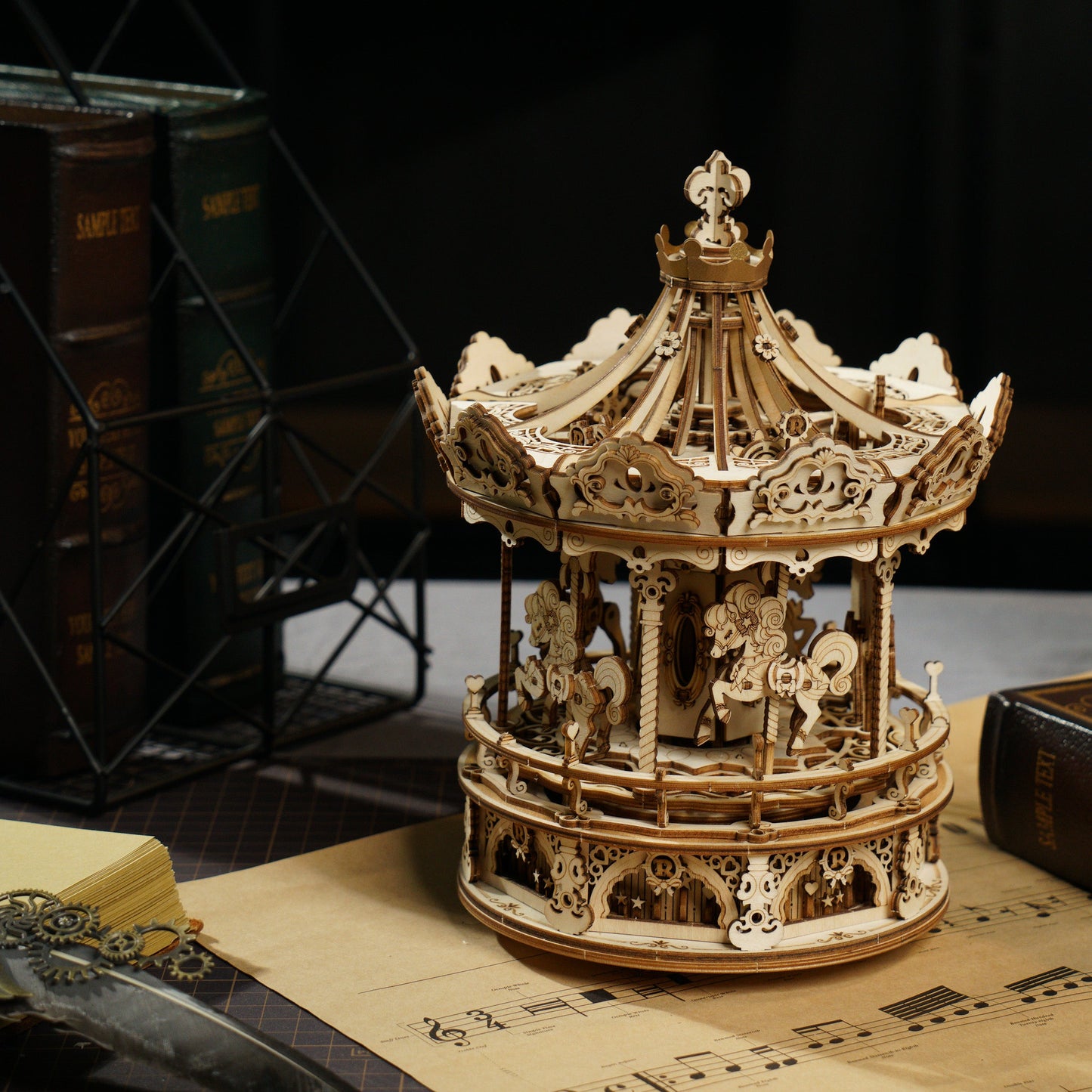 Romantisches Karussell (Music Box) - 3D Holzpuzzle