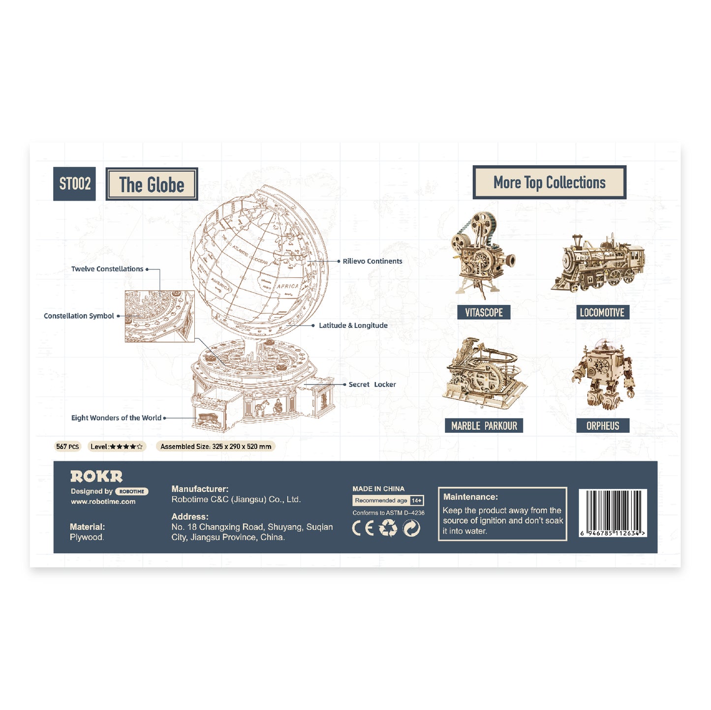 Großer Globus - 3D Holzpuzzle