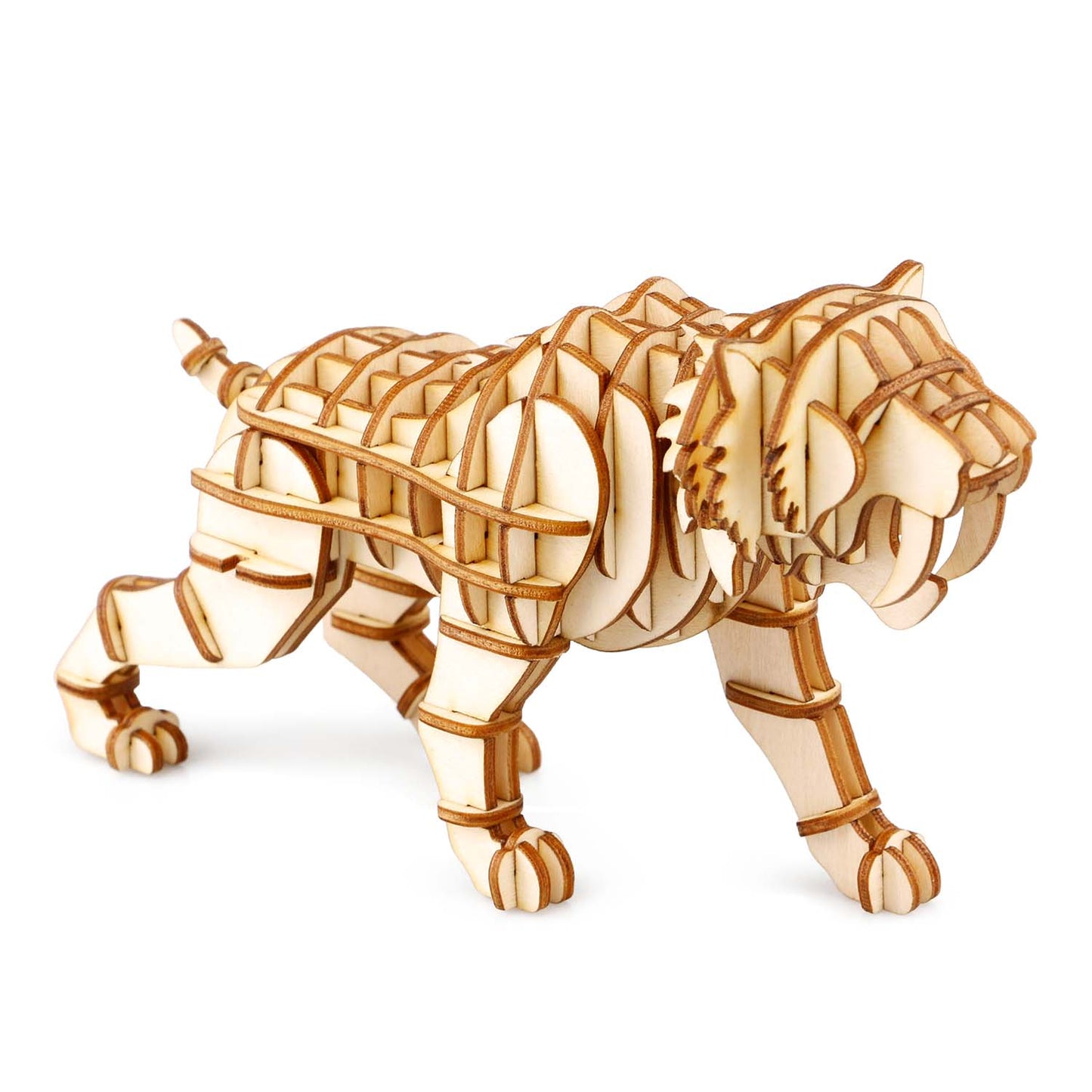 Säbelzahntiger auf Lauer - 3D Holzmodell