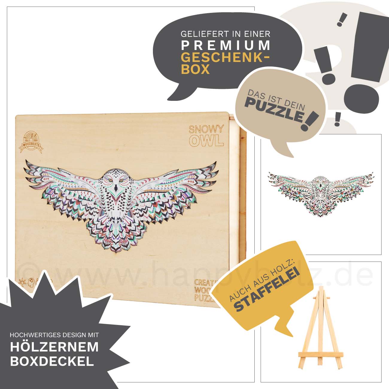 Schnee-Eule - Holzpuzzle