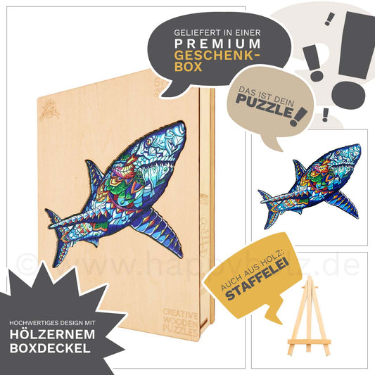 Jäger der Meere - Hai - Holzpuzzle