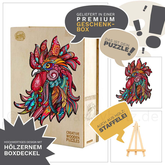 Temparamentvoller Hahn - Holzpuzzle