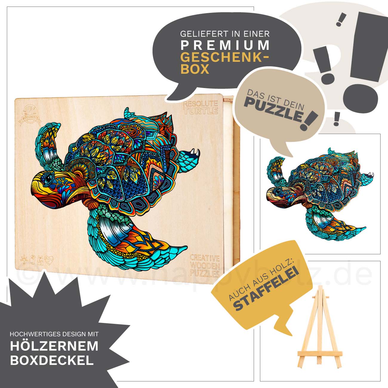 Meeresschildkröte - Holzpuzzle