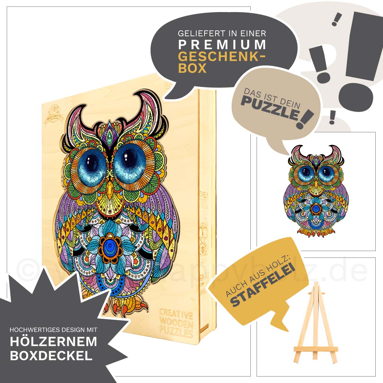Niedliche Eule - Holzpuzzle