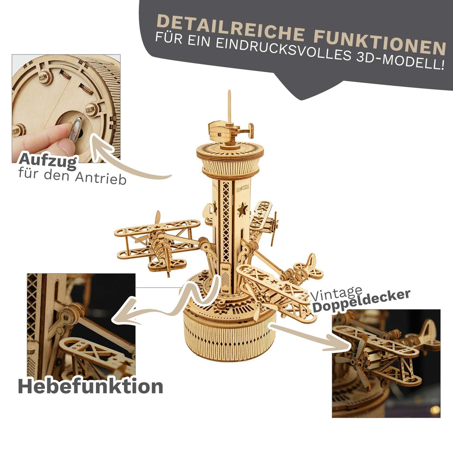 Control Tower (Music Box) - 3D Holzpuzzle Set