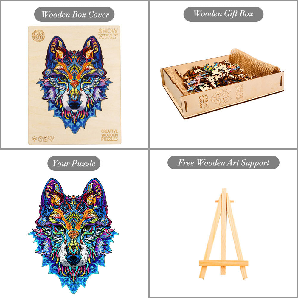 Schneewolf Holzpuzzle Set