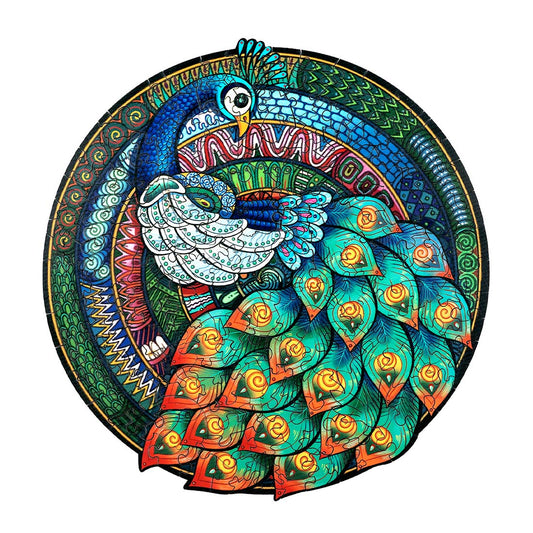 Eleganter Pfau - Holzpuzzle