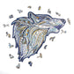 Heulender Wolf (blau) - Holzpuzzle 