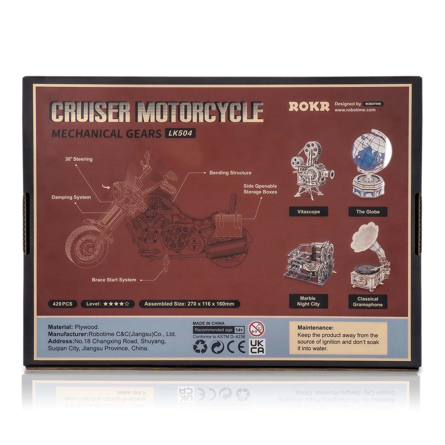 Cruiser-Motorrad - 3D Holzpuzzle Verpackung