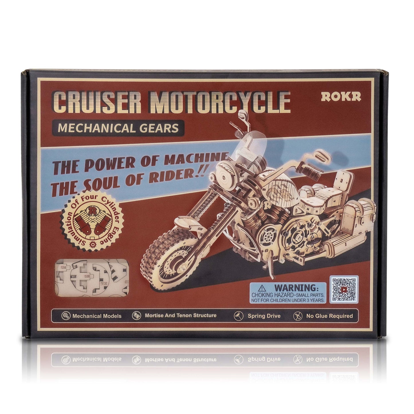 Cruiser-Motorrad - 3D Holzpuzzle Cover 