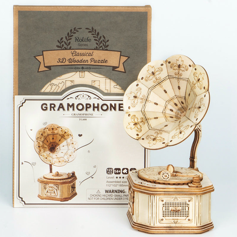 Kleines Grammophon - 3D Holzpuzzle 