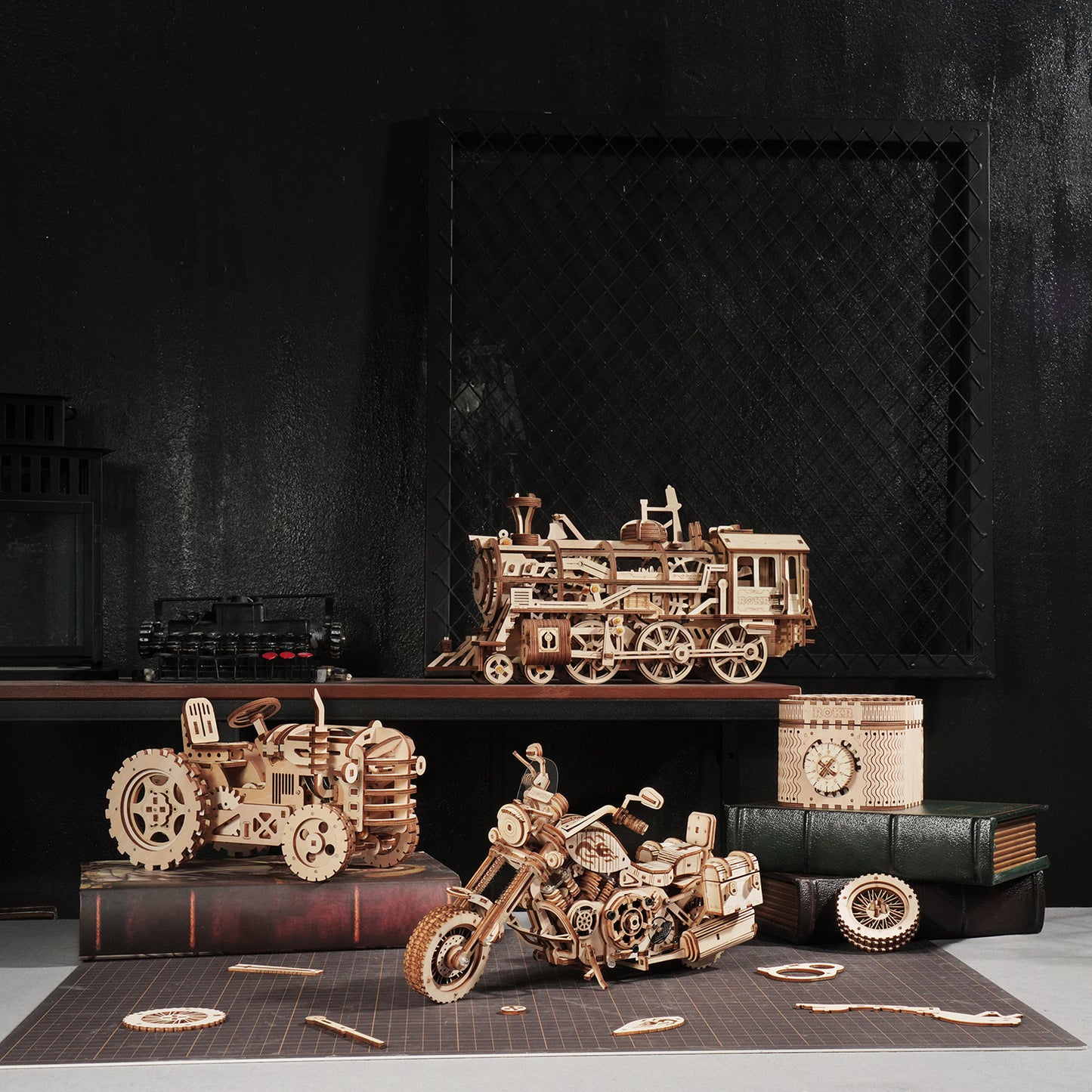 Cruiser-Motorrad - 3D Holzpuzzle mit weiteren Holzmodellen 