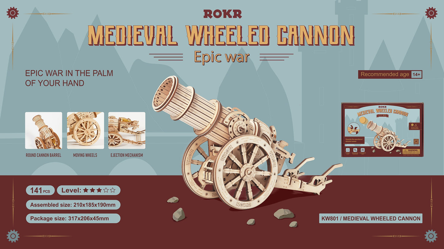 Mittelalterliche Kanone - 3D Holzpuzzle 