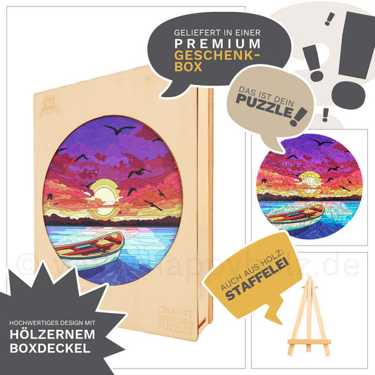 Abendröte am Meer - Holzpuzzle 